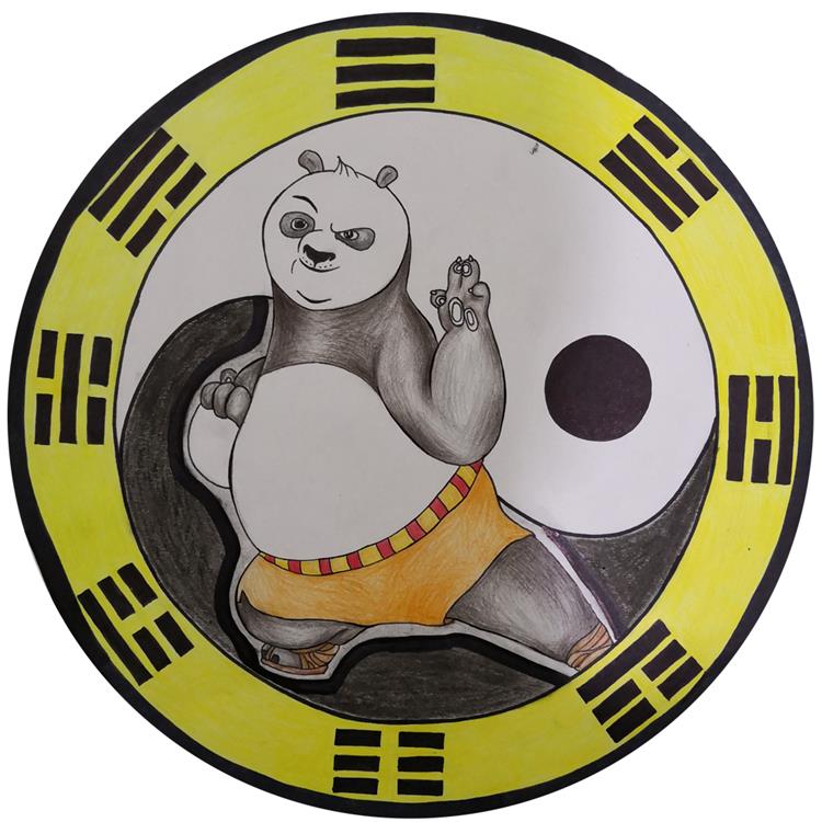 太极八卦与功夫熊猫的组合,形象的展示了博大精深的中国传统文化.